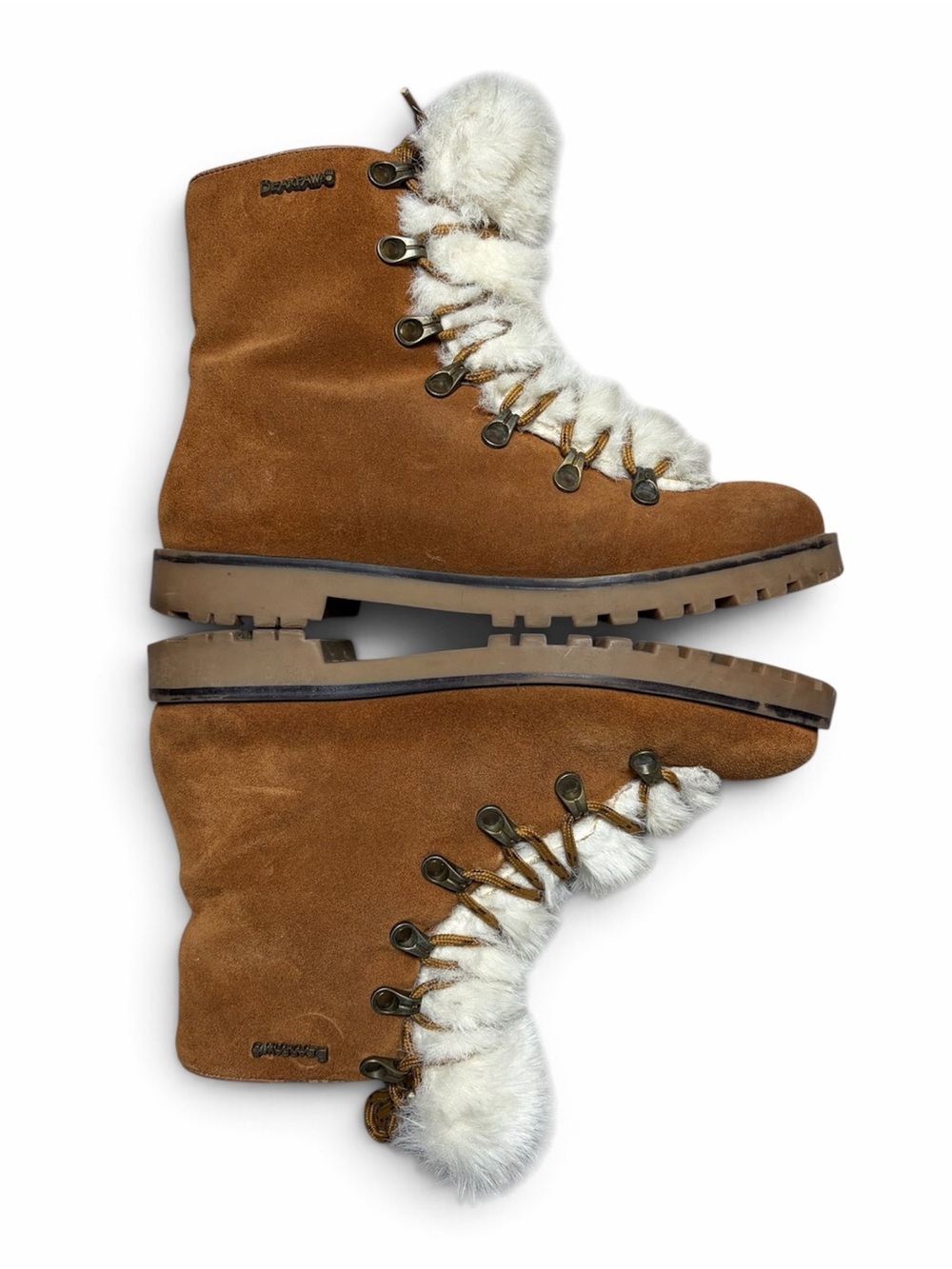 BEARPAW Vanna Women’s Size 10 Brown Suede Faux Fur Lace Up Winter Boots